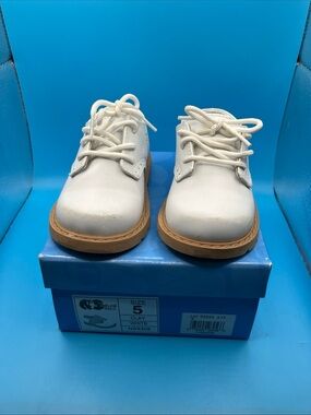 Kids White Lace-Up Casual Shoes with Tan Sole